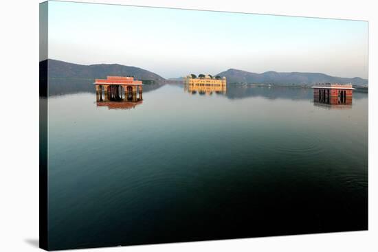 Lake and Palace on Amber's Road, Jaipur, Rajasthan, India, Asia-Godong-Stretched Canvas