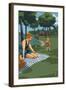 Lake and Picnic Scene-Lantern Press-Framed Art Print