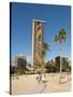 Lake and Skyline of Rainbow Tower of Hilton's Waikiki Village in Waikiki Beach, Honolulu, Hawaii-Bill Bachmann-Stretched Canvas