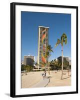 Lake and Skyline of Rainbow Tower of Hilton's Waikiki Village in Waikiki Beach, Honolulu, Hawaii-Bill Bachmann-Framed Photographic Print