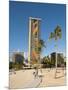 Lake and Skyline of Rainbow Tower of Hilton's Waikiki Village in Waikiki Beach, Honolulu, Hawaii-Bill Bachmann-Mounted Photographic Print