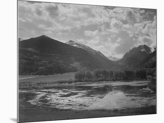 Lake And Trees In Foreground Mt, Clouds In Background "In Rocky Mt NP" Colorado 1933-1942-Ansel Adams-Mounted Art Print