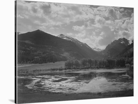 Lake And Trees In Foreground Mt, Clouds In Background "In Rocky Mt NP" Colorado 1933-1942-Ansel Adams-Stretched Canvas