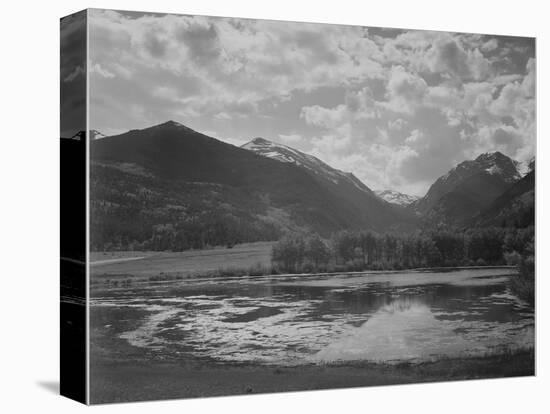 Lake And Trees In Foreground Mt, Clouds In Background "In Rocky Mt NP" Colorado 1933-1942-Ansel Adams-Stretched Canvas