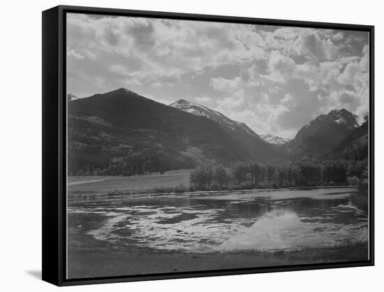 Lake And Trees In Foreground Mt, Clouds In Background "In Rocky Mt NP" Colorado 1933-1942-Ansel Adams-Framed Stretched Canvas