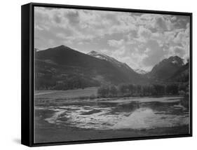 Lake And Trees In Foreground Mt, Clouds In Background "In Rocky Mt NP" Colorado 1933-1942-Ansel Adams-Framed Stretched Canvas