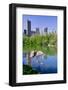 Lake and two ducks in Central Park in Spring with skyline in background, New York City, New York-null-Framed Photographic Print