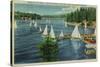 Lake Arrowhead, CA Yacht Club Racing - Lake Arrowhead, CA-Lantern Press-Stretched Canvas