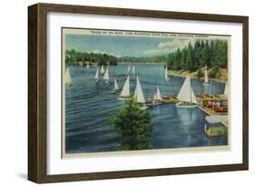 Lake Arrowhead, CA Yacht Club Racing - Lake Arrowhead, CA-Lantern Press-Framed Art Print