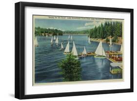 Lake Arrowhead, CA Yacht Club Racing - Lake Arrowhead, CA-Lantern Press-Framed Art Print