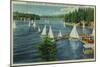 Lake Arrowhead, CA Yacht Club Racing - Lake Arrowhead, CA-Lantern Press-Mounted Art Print