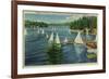 Lake Arrowhead, CA Yacht Club Racing - Lake Arrowhead, CA-Lantern Press-Framed Premium Giclee Print