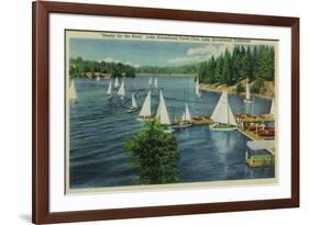 Lake Arrowhead, CA Yacht Club Racing - Lake Arrowhead, CA-Lantern Press-Framed Premium Giclee Print