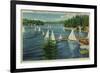 Lake Arrowhead, CA Yacht Club Racing - Lake Arrowhead, CA-Lantern Press-Framed Premium Giclee Print