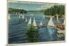 Lake Arrowhead, CA Yacht Club Racing - Lake Arrowhead, CA-Lantern Press-Mounted Premium Giclee Print