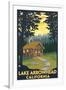 Lake Arrowhead, California -Cabin in the Woods-Lantern Press-Framed Art Print