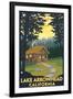 Lake Arrowhead, California -Cabin in the Woods-Lantern Press-Framed Art Print