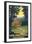 Lake Arrowhead, California -Cabin in the Woods-Lantern Press-Framed Art Print