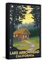 Lake Arrowhead, California -Cabin in the Woods-Lantern Press-Framed Stretched Canvas