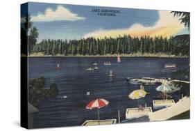Lake Arrowhead, California - View of Lake, Tree-Lined Shore-Lantern Press-Stretched Canvas