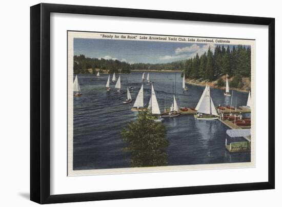 Lake Arrowhead, California - Yacht Club, Sailboat Race-Lantern Press-Framed Art Print