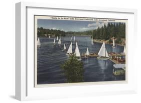 Lake Arrowhead, California - Yacht Club, Sailboat Race-Lantern Press-Framed Art Print