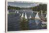 Lake Arrowhead, California - Yacht Club, Sailboat Race-Lantern Press-Stretched Canvas