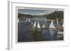 Lake Arrowhead, California - Yacht Club, Sailboat Race-Lantern Press-Framed Art Print