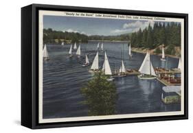 Lake Arrowhead, California - Yacht Club, Sailboat Race-Lantern Press-Framed Stretched Canvas