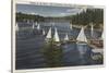 Lake Arrowhead, California - Yacht Club, Sailboat Race-Lantern Press-Stretched Canvas