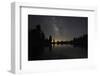 Lake at Night with Reflected Stars of the Milky Way and Silhouetted Trees, Lassen Volcanic Np, USA-Mark Taylor-Framed Photographic Print