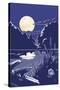 Lake at Night-Lantern Press-Stretched Canvas