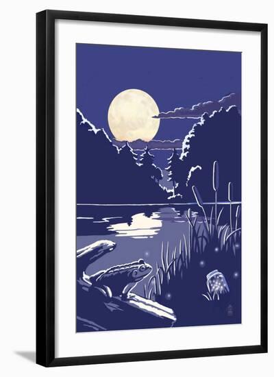 Lake at Night-Lantern Press-Framed Art Print