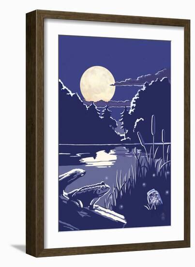 Lake at Night-Lantern Press-Framed Art Print