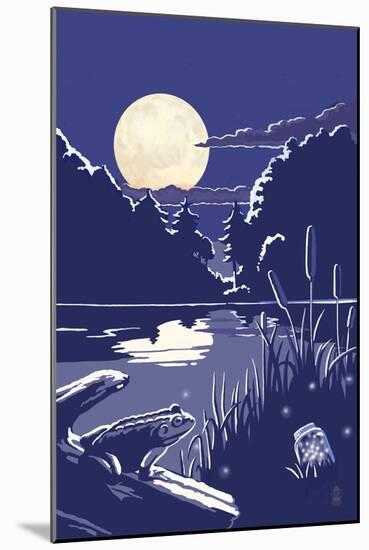 Lake at Night-Lantern Press-Mounted Art Print
