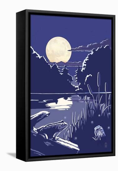 Lake at Night-Lantern Press-Framed Stretched Canvas