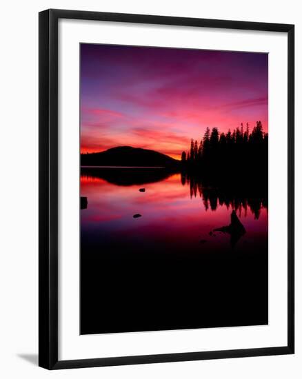 lake at sunset, Fish Lake, Siskiyou National Forest, Oregon-null-Framed Photographic Print