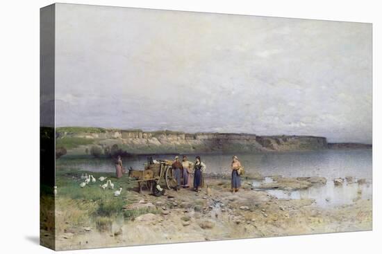 Lake Balaton with the Shore of Akarattya, 1885-Geza Meszoly-Stretched Canvas