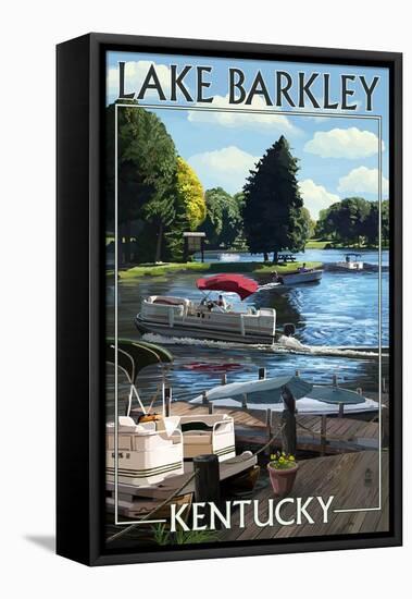 Lake Barkley, Kentucky - Pontoon Boats-Lantern Press-Framed Stretched Canvas