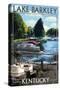 Lake Barkley, Kentucky - Pontoon Boats-Lantern Press-Stretched Canvas