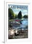 Lake Barkley, Kentucky - Pontoon Boats-Lantern Press-Framed Art Print