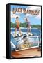 Lake Barkley, Kentucky - Water Skiing-Lantern Press-Framed Stretched Canvas