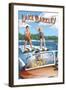 Lake Barkley, Kentucky - Water Skiing-Lantern Press-Framed Art Print