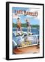 Lake Barkley, Kentucky - Water Skiing-Lantern Press-Framed Art Print