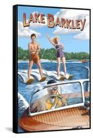 Lake Barkley, Kentucky - Water Skiing-Lantern Press-Framed Stretched Canvas