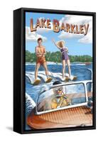 Lake Barkley, Kentucky - Water Skiing-Lantern Press-Framed Stretched Canvas