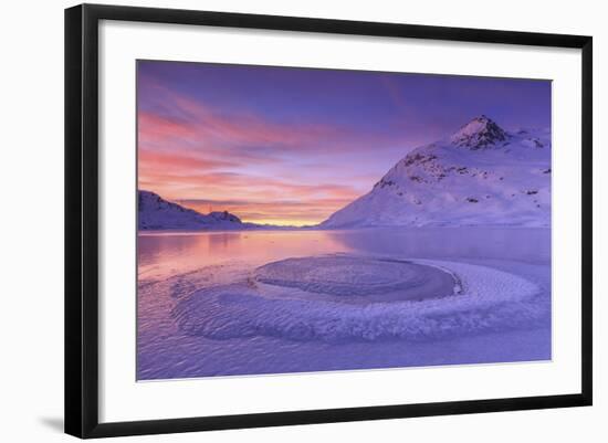 Lake Bianco at Bernina Pass. Canton of Graubunden. Engadine. Switzerland. Europe-ClickAlps-Framed Photographic Print