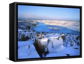 Lake Billy Chinook with Blanket of Snow-Steve Terrill-Framed Stretched Canvas