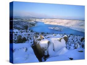 Lake Billy Chinook with Blanket of Snow-Steve Terrill-Stretched Canvas