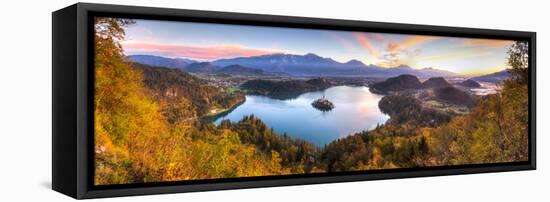 Lake Bled and the Julian Alps Illuminated at Sunrise, Lake Bled, Bled, Upper Carniola, Slovenia-Doug Pearson-Framed Stretched Canvas